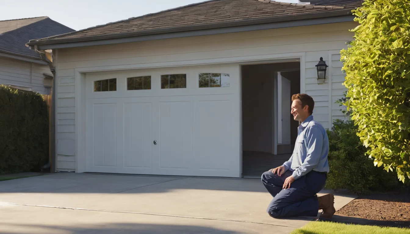 A friendly provider checking a residential garage door near St. Charles